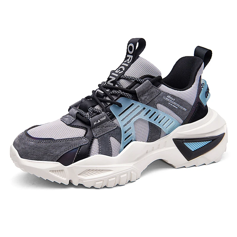 

2021 spring and autumn pigskin running shoes breathable men's sneakers