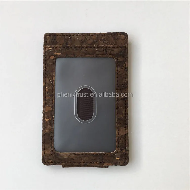 
Strong Magnet Travel Style Slim Card Holder Cork Leather Money Clip Cork Wallet 