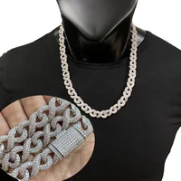 

new style rhodium plated on brass material hiphop cuban necklace micro pave iced out cz chain