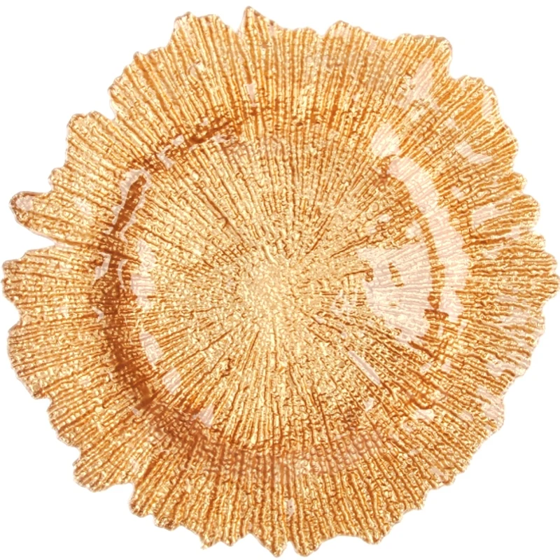 

Gold dinner snowflake colored glass charger plate, Customized color