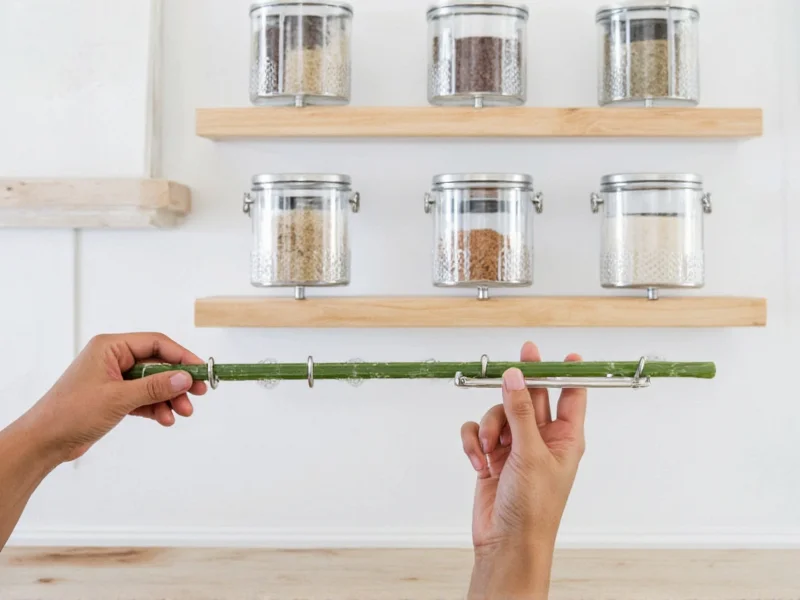 Adjustable spice shelf with removable dividers for different jar sizes