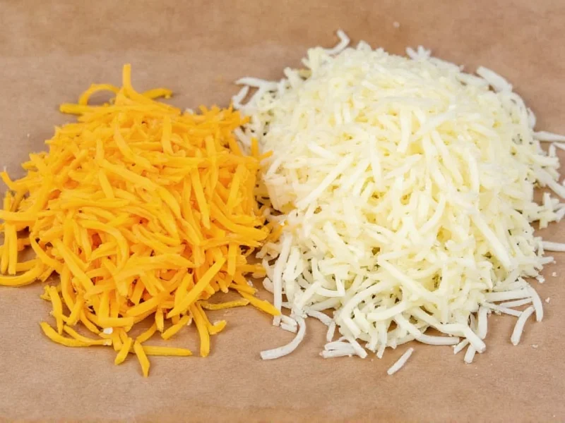 Freshly grated cheddar and mozzarella for cheese bread