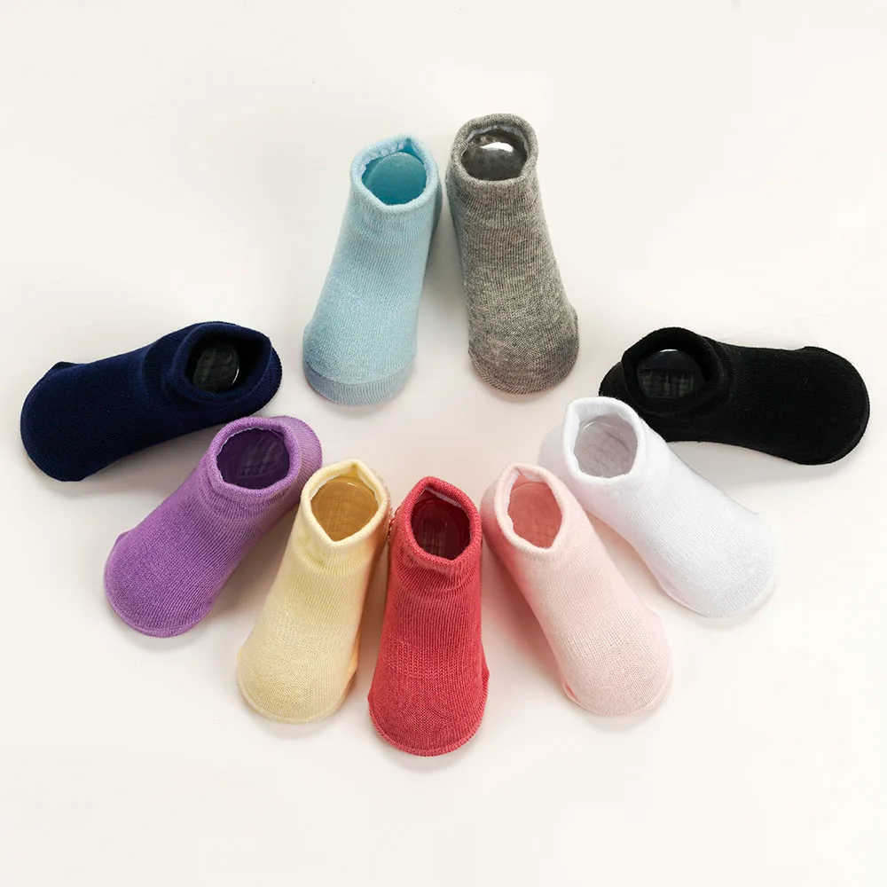 

Multi-color short organic cotton non slip baby sock soft anti slip socks for toddler, 9 colors