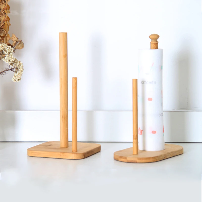 

Natural Bamboo Wood Paper Towel Holder Standing Paperless Towel Dispenser Napkin Organizer Dish Cloth Rack Holder for Kitchen