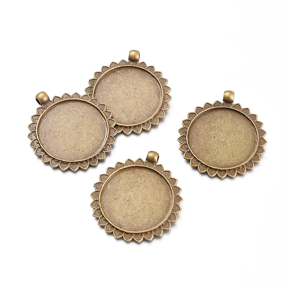 

PandaHall Tray 30.5mm Plain Edge Bezel Cups Cabochon Settings, Antique bronze