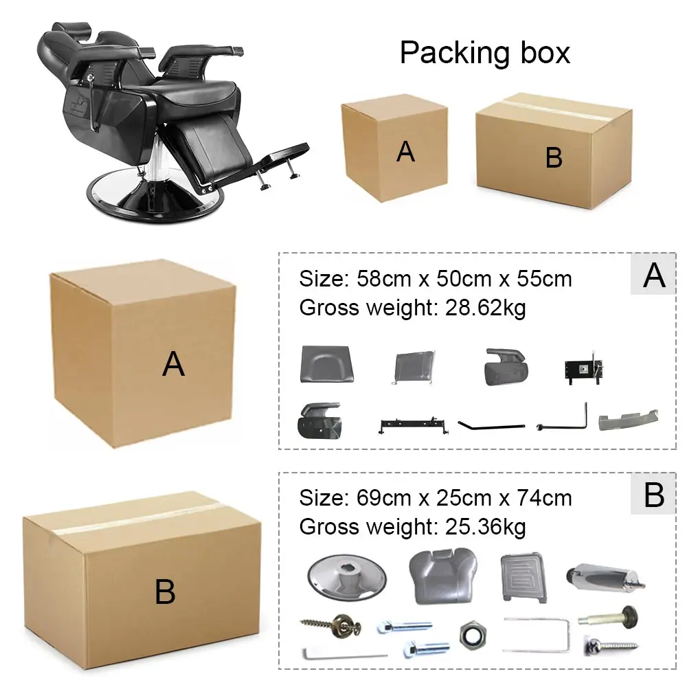 
Free shipping for district 6 area from US within 24hours 2019 Black barber chairs all purpose reclining barber chairs 