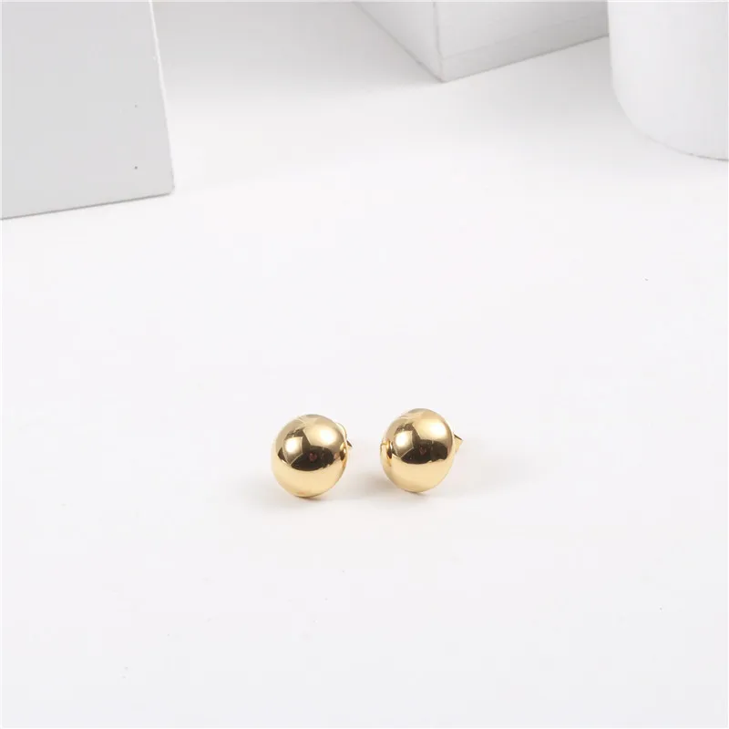 New PVD 18K Gold Plated Half Little Ball Dot Stud Earring Stainless Steel Jewelry For Women Gift