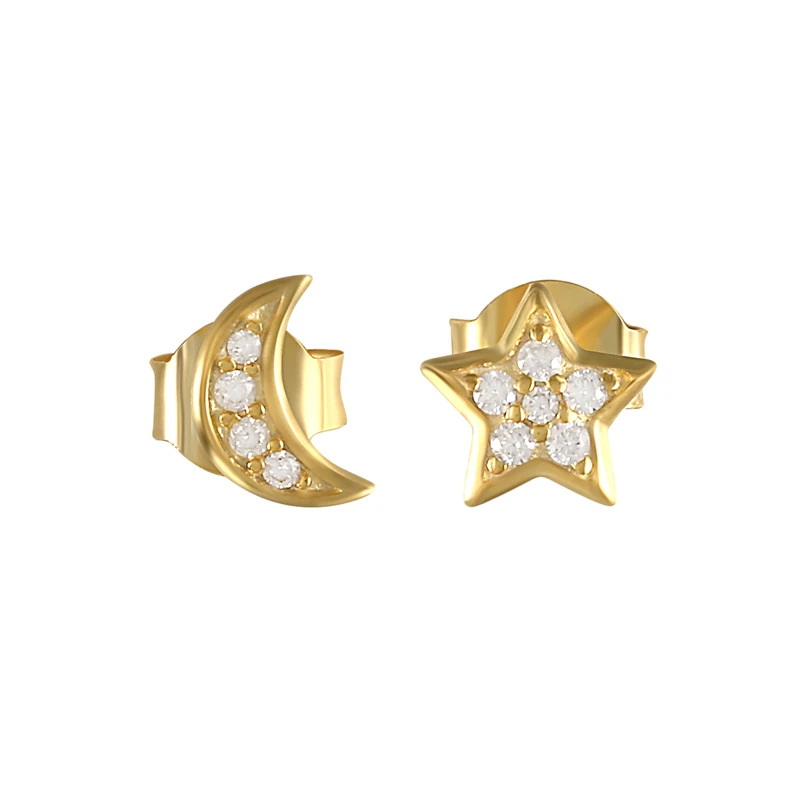 

CANNER Hot selling jewelry fashion ins star moon diamond s925 sterling silver stud earrings for women 2021