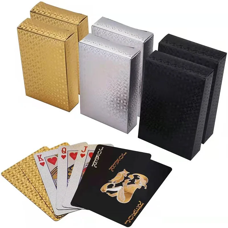 

In Stock Waterproof Metal 24K Golden Foil Poker Cards Customized 999.9 Gold Playing Card, Customized color