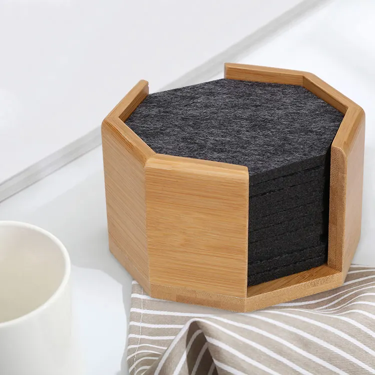 Dark Grey 5mm Thickness Round Coasters Table Coasters 10 Pieces Felt Drink Coaster Set With