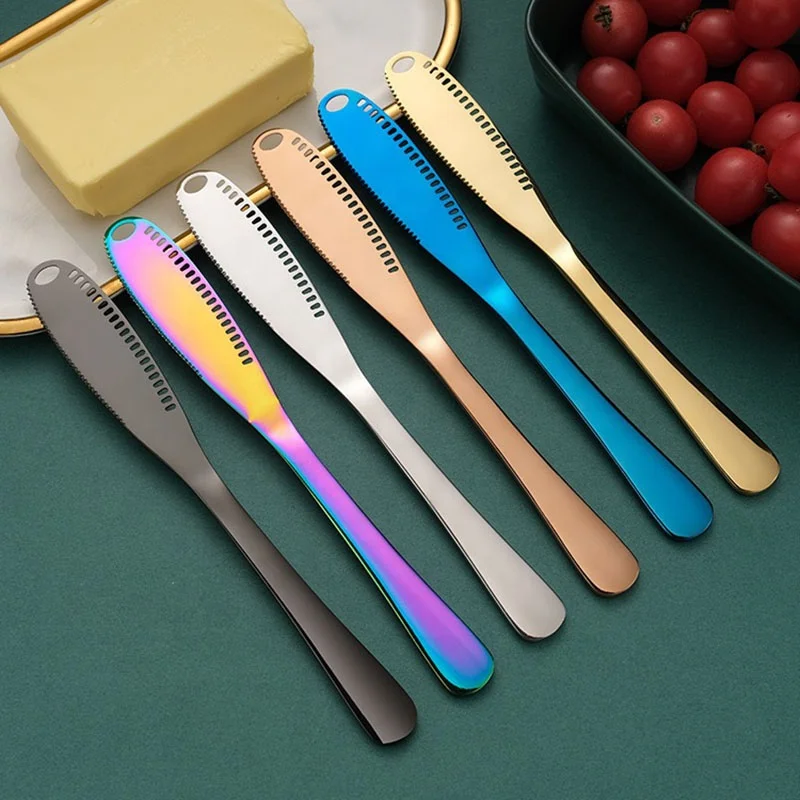 

Colorful special rose golden black color butter spreader stainless steel cheese knife set, Silver / gold / rose gold / rainbow / black