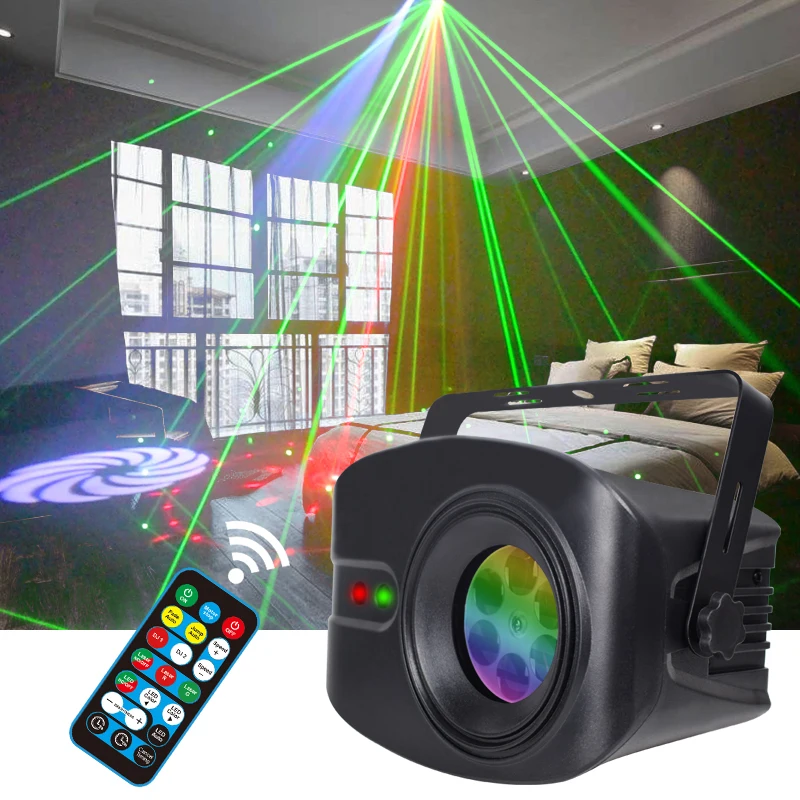 

WUZSTAR Party Lights DJ Disco Light RGBW 48 Patterns Strobe Lighting Effect LED Projector Green Laser Lamps For Stage Floor Club
