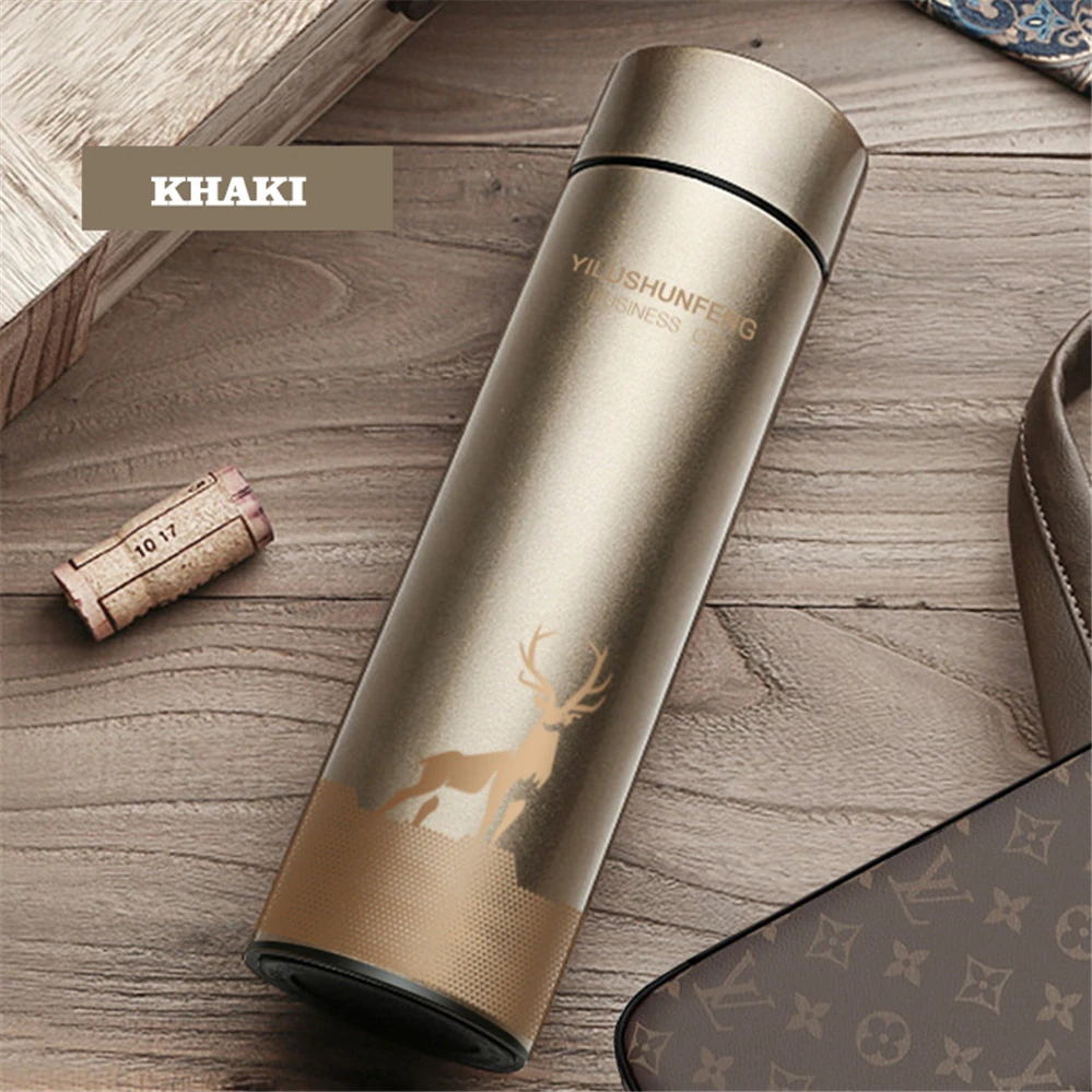 

Travel Coffee Cup Digital Stainless Steel Thermos Vacuum Flask Gold Thermos Water Bottle With Lid Temperature Display