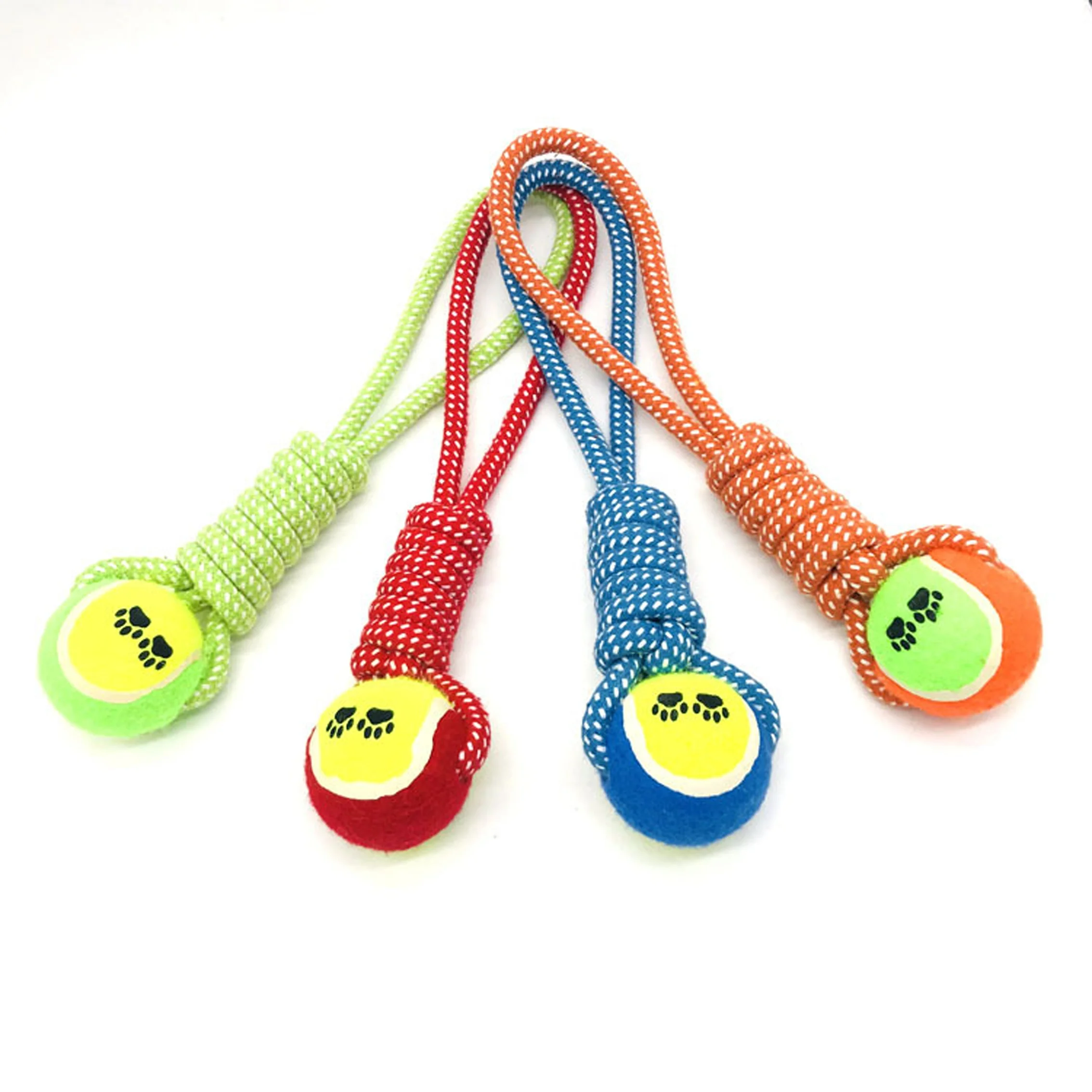 

Pet Tooth Cleaning Chew Ball Rope Knot With Ball Puppy Play Training Chewing Toy With Rope Handle For Dog Clean Teeth, Blue, pink, green