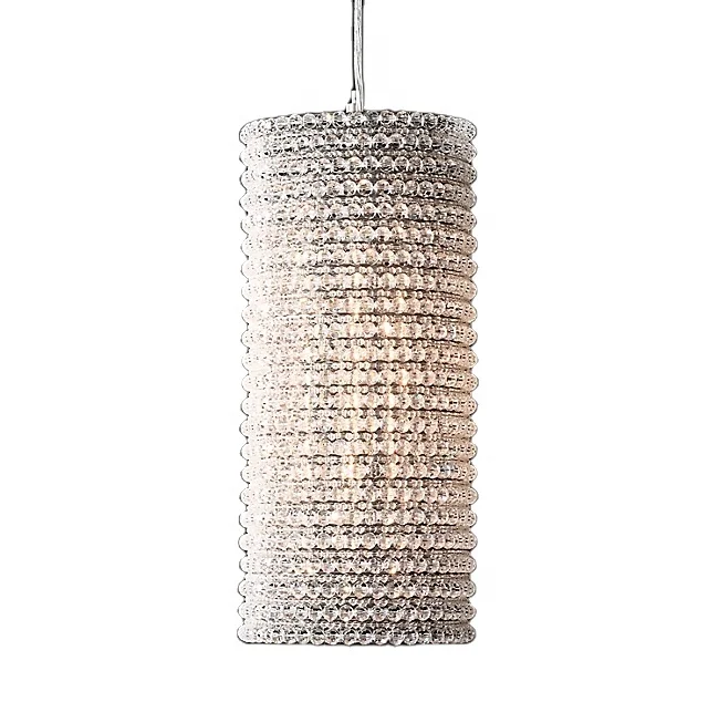 

Modern Indoor Home Decorative Cylinder Ceiling Lamp Classic and Simple Pendant Lighting Crystal Halo Clear Pendant 19" CZ2812/1, White