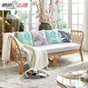 Outdoor Bed Cushion Seat Set Curved Indonesia Natural rattan Three Seater Restaurant Wood Sofa