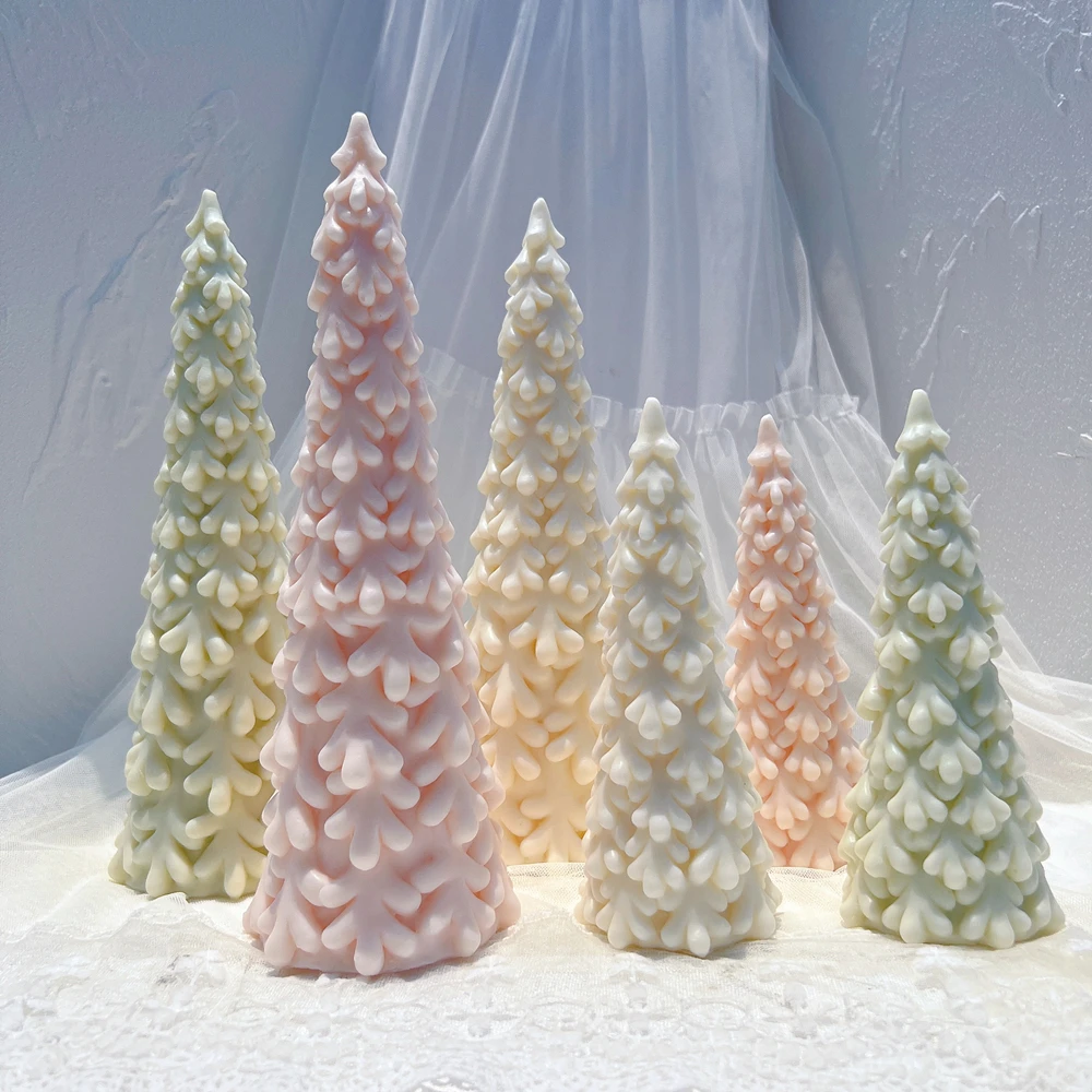 27.2CM Snow Covered Pine Christmas Tree Silicone Candle Mold Christmas Ornaments Silicone Mold Dinner Soy Wax Silicone Mould