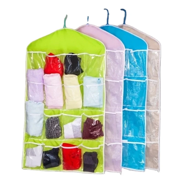 

16 grids closet storage door underwear socks wall hanging storage bag Storage hanging bag wardrobe