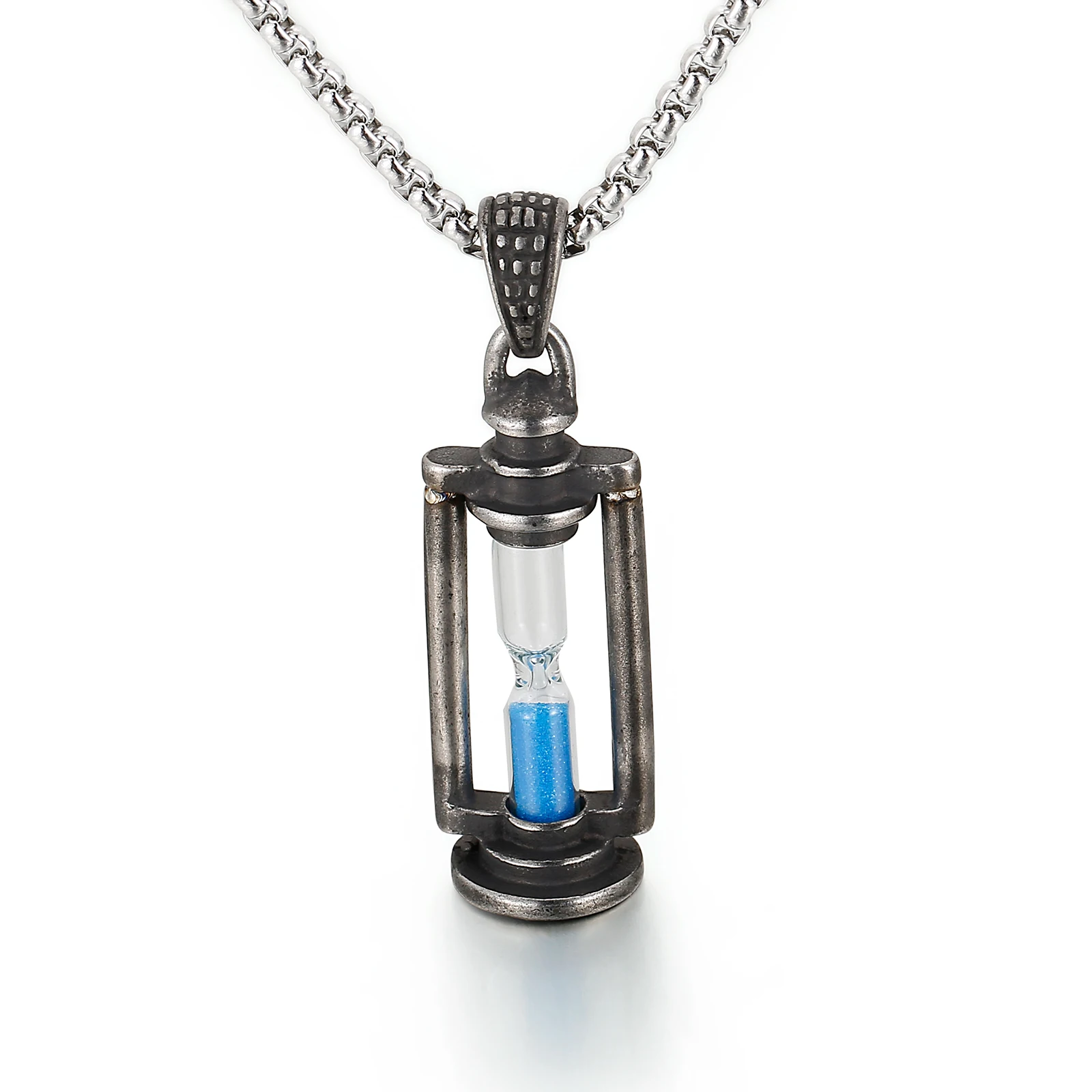 KALEN Fashion retro stainless steel hourglass gift pendant for men