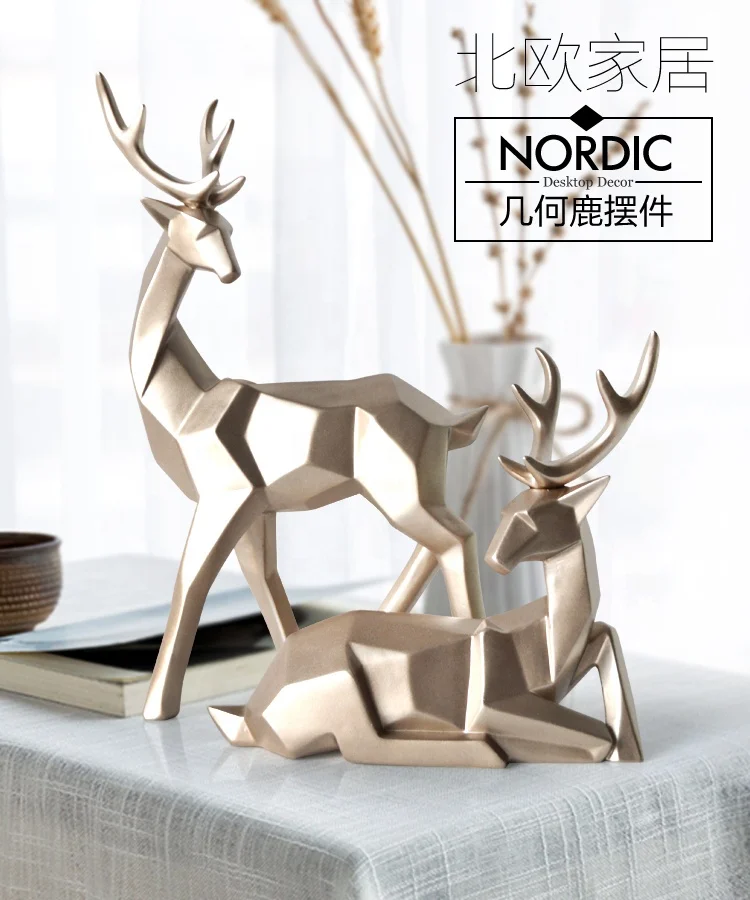 

Creative life size Living Room Office Desktop resin interior decoration Standing Deer Statue sculpture For Home Decoration, Customized