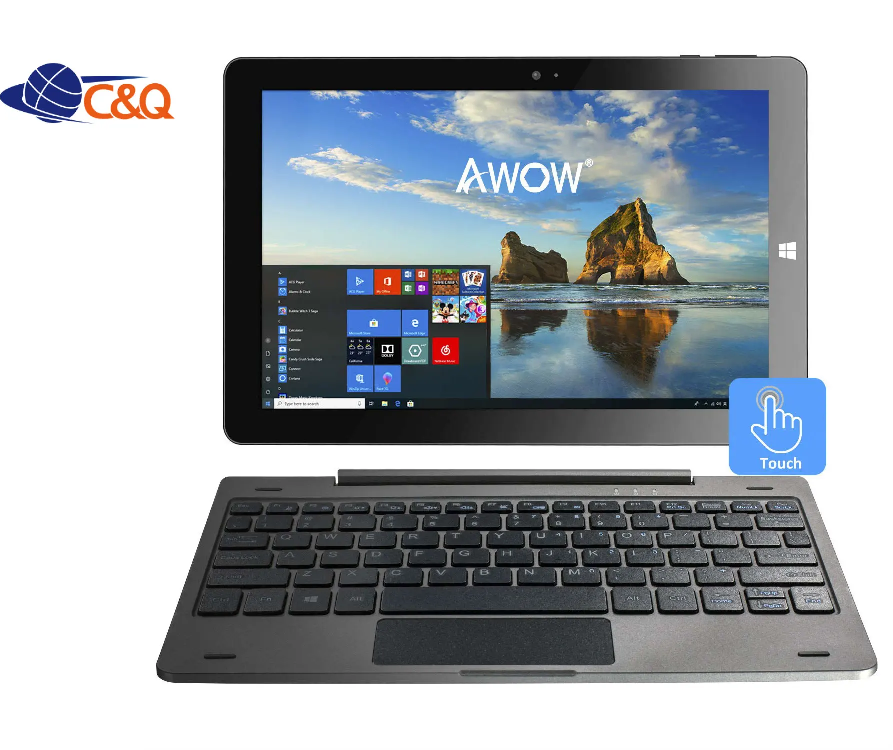 

10.1inch 2 in 1 Detachable keyboard Netbook computer z8350 IPS Laptop Win 10 mini Tablet PC