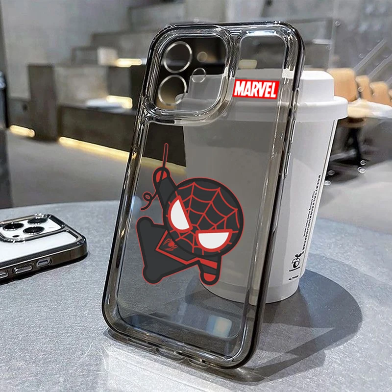 

Cartoon Spider Phone Case for iPhone 14 13 Pro 12 11 Pro Xs X XR Max 8 7 SE Clear TPU Cases Soft Black Cover