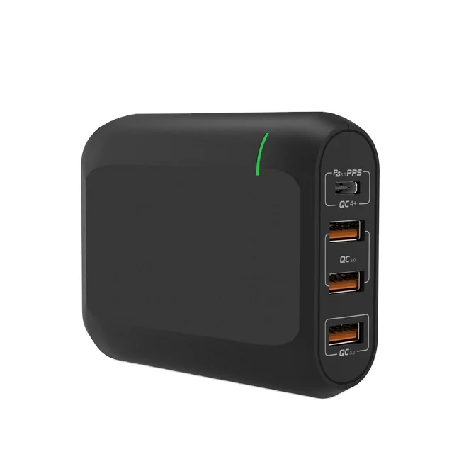 

Hot Selling Desktop 66w PD Type-c 15w 27w 45w 60w usb c with QC3.0 Charge, Laptop&Phone&Tablet Four Port USB Charger, Black/silver