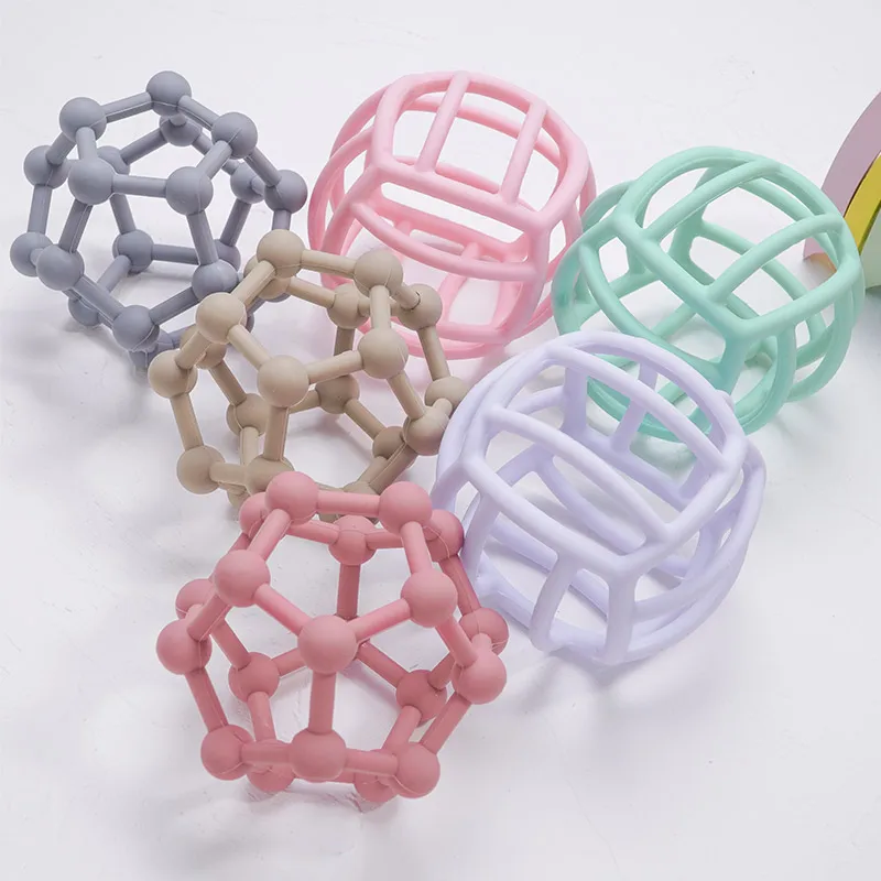 

Food Grade Baby Silicone Hand Ball Solid Color Waterproof Silicone Baby Teether Ball For Babies, Customized