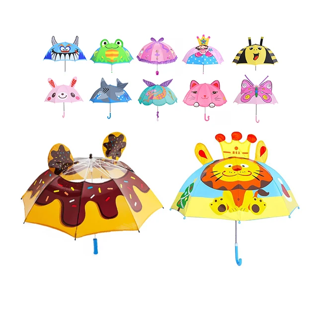 

Promotional Custom Cartoon Cute Print Fashion Outdoor Use Animal Shape Ear animal Kid Child Rain Umbrella With Logo prints