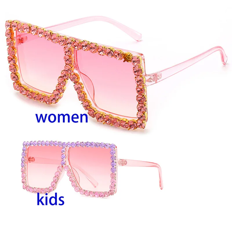 

YD Eyewear mommy and me sunglasses Diamond Kid Bling Glasses 2021 Fashion mommy and me shades crystal Rhinestone Sunglasses, As is or customized