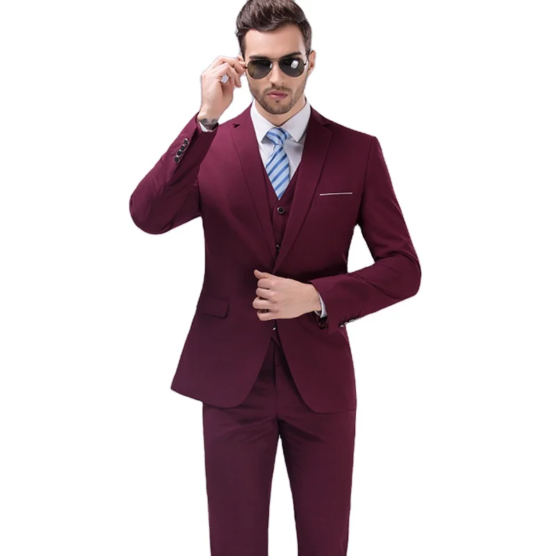 

Wholesale vest coat and pants men suits 3 pieces business wedding slim fit suit formal men's suits, Picture shows