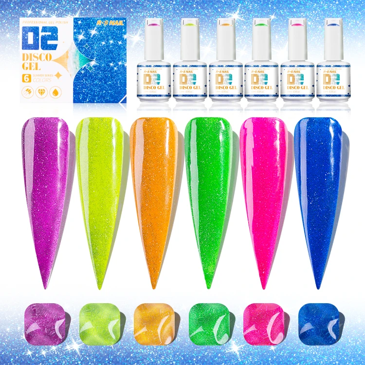 

RS Nail Summer Set 15ml*6pcs Reflective Glitter Gel 30 Color Diamond Disco UV Gel Kit