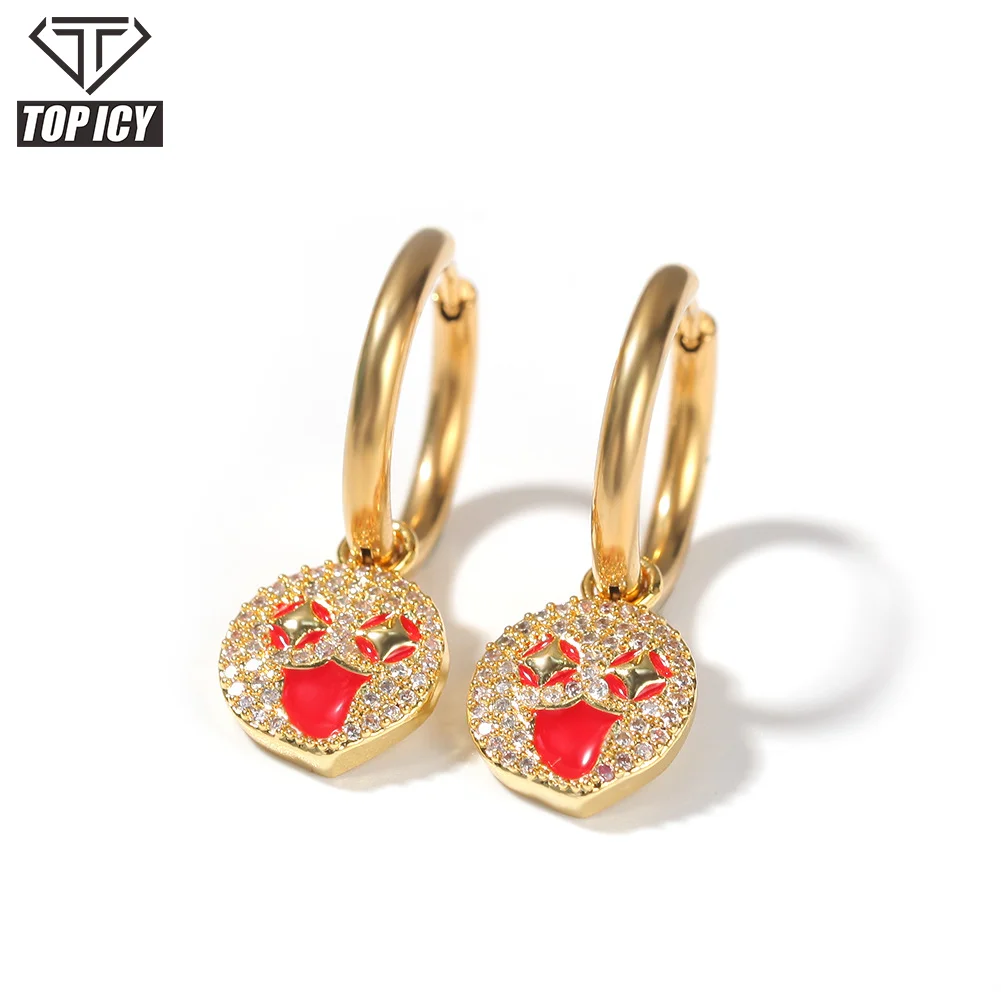 

Top&Icy Gold Plated Smiley/Happy/Sad Face Charms Money Bag Charm Earrings CZ Stud Earring Jewelry for Women, Silver/ gold/ rose gold