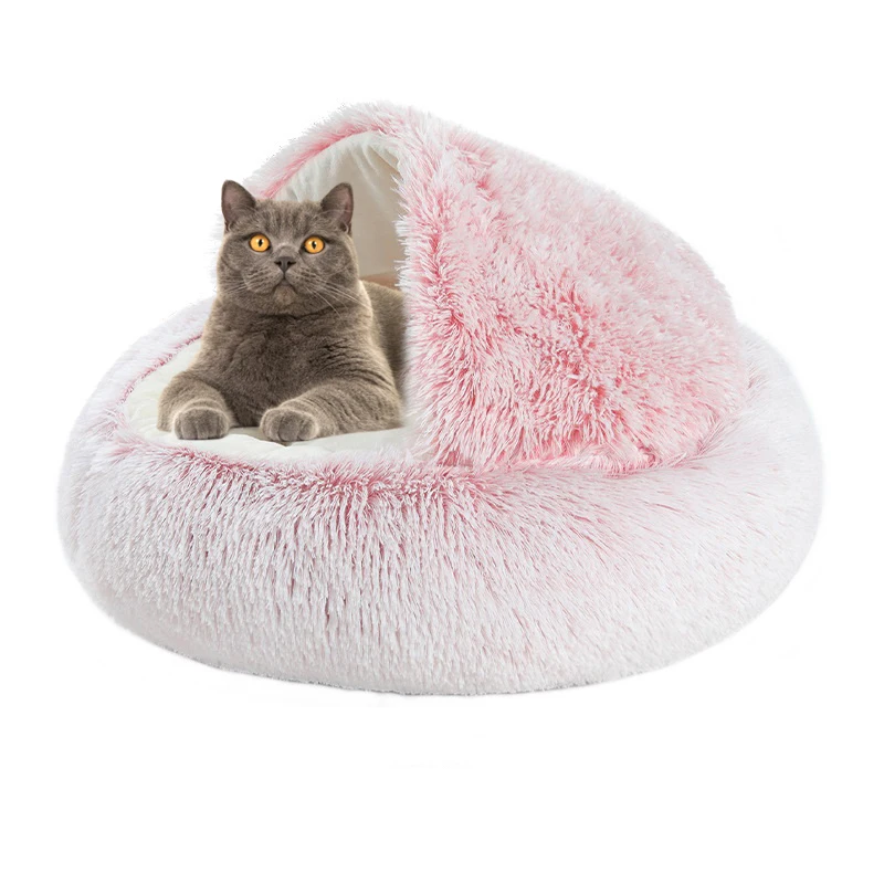 

Fluffy Cat Bed For Animal Deep Sleep Plush Round Cat Cave Bed