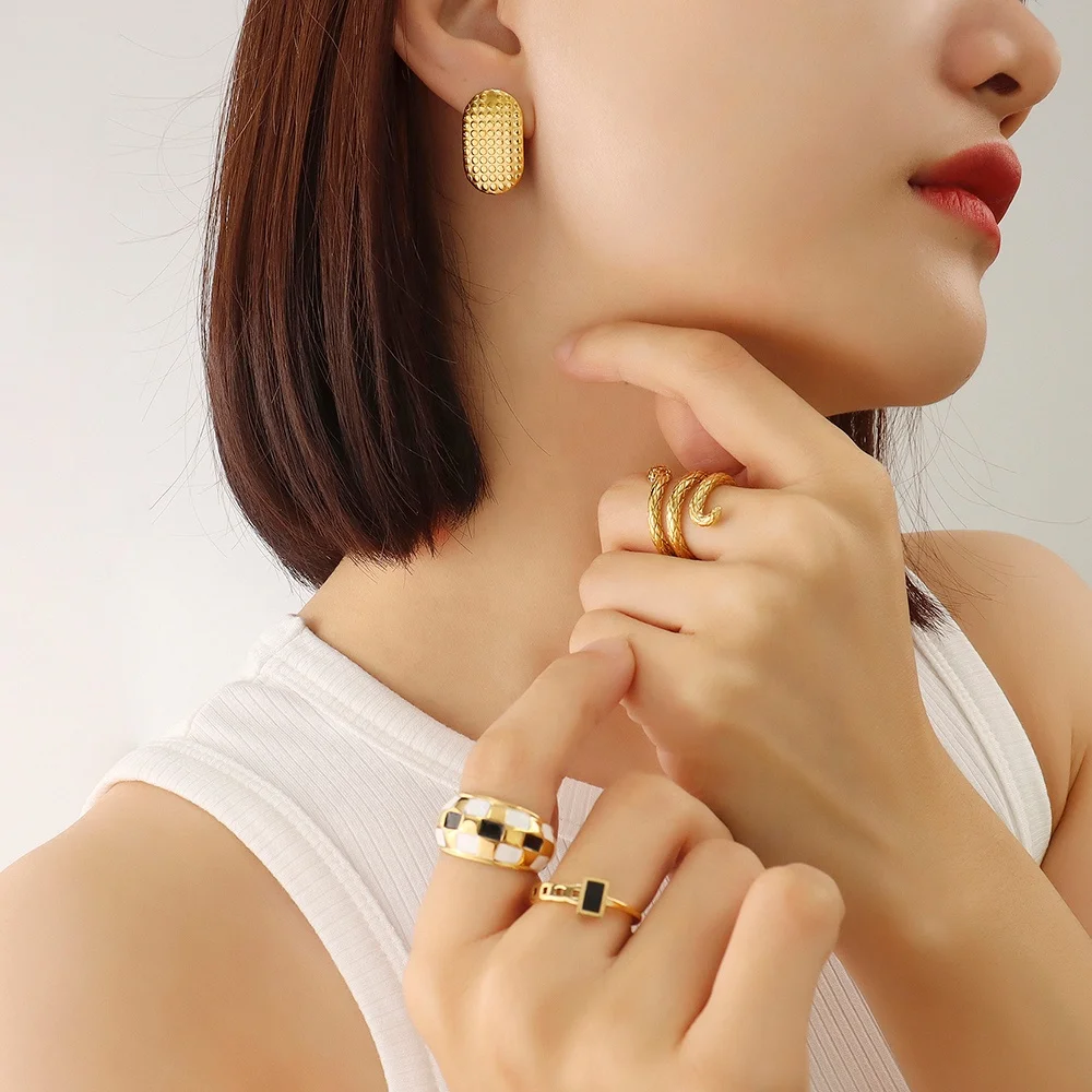

Women's Beaded Earrings Stainless Steel 18K Gold Plated Personality Jewelry