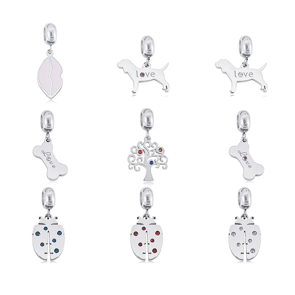 

Qings Stainless Steel boy girl pendant bone dogs animal charms beads, Picture
