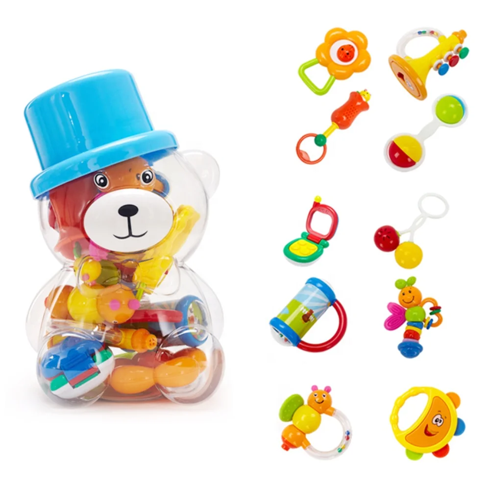 
funny cute shaking hand bells set infant toy teething rattles for baby  (60465255196)