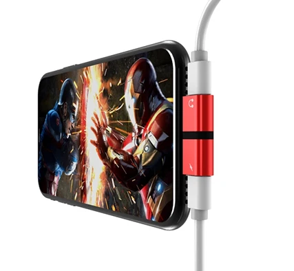 

2 in 1 Lighting adapter cable for iphone Splitter Charge Jack Aux Headphone audio adapter for iphone, Black/red/silver/gold/pink