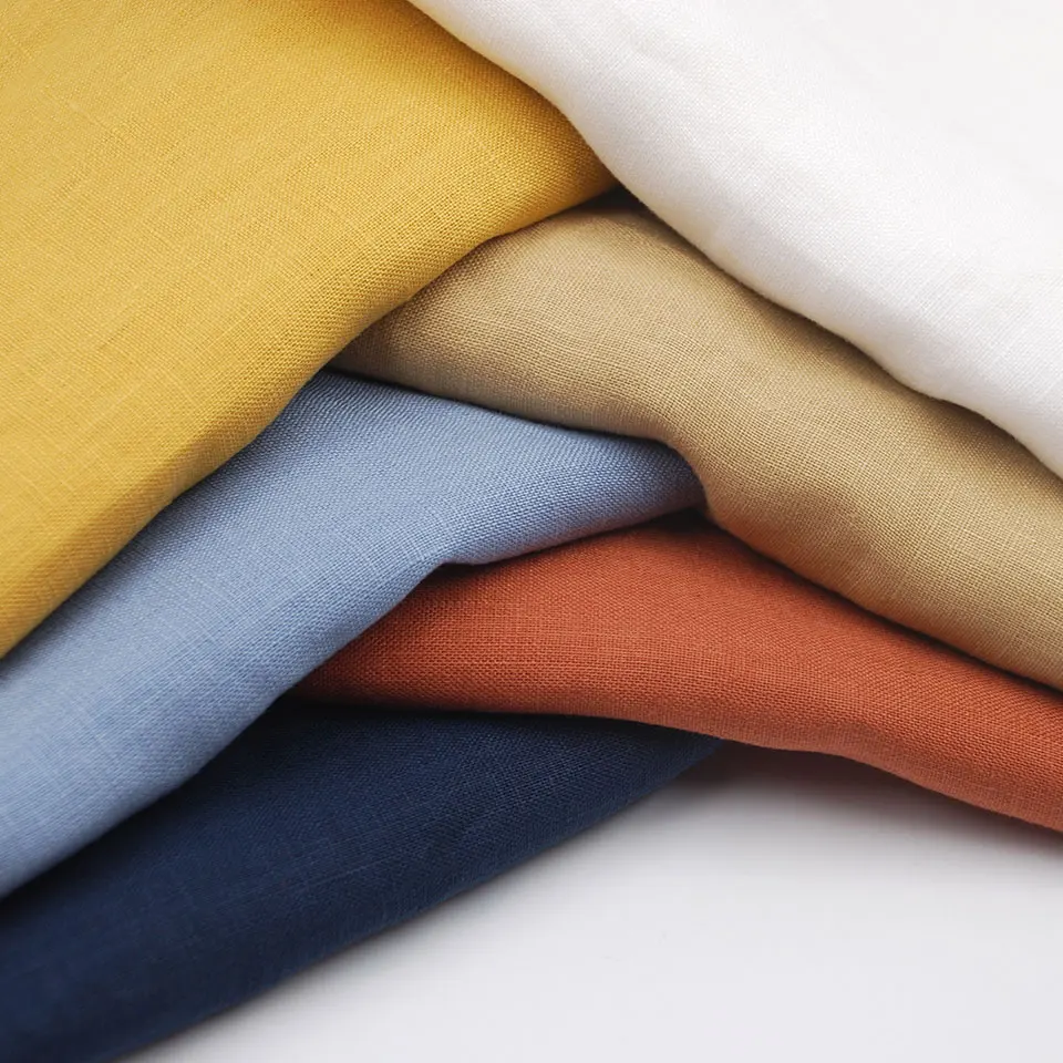 

textiles oeko-tex stock soft suit plain dyed thin stone washed garment cloth pure 100% linen fabric for pants dress clothing