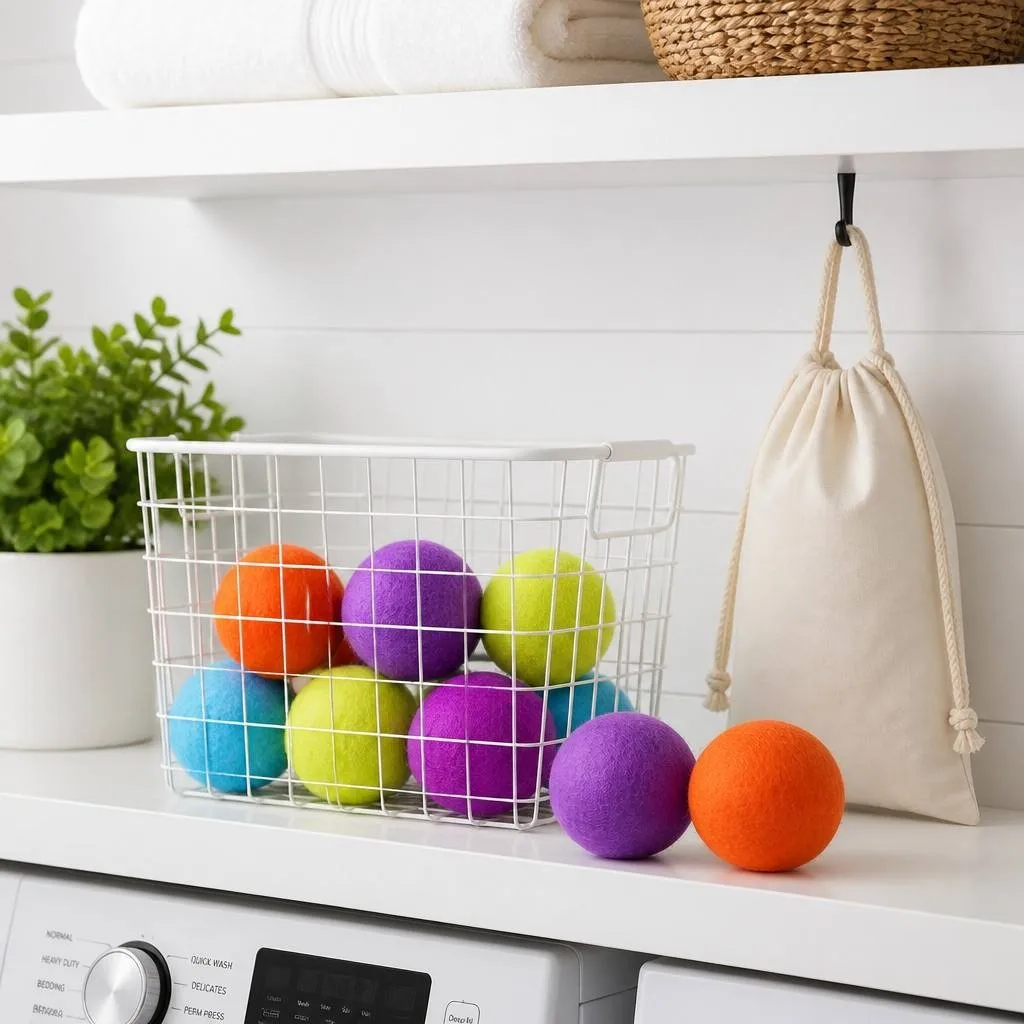 Wool dryer balls for organization