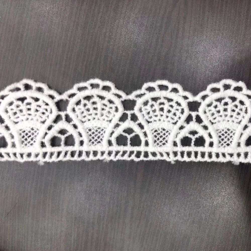 

Customized fashion garment border design white embroidered trim cotton lace, Accept customized color