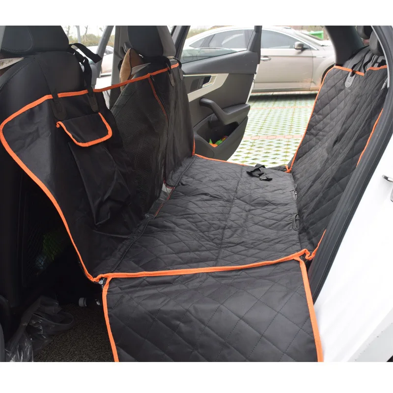 

Waterproof Back Seat Pet Dog Car Seat Cover Double Seat, Black+orange