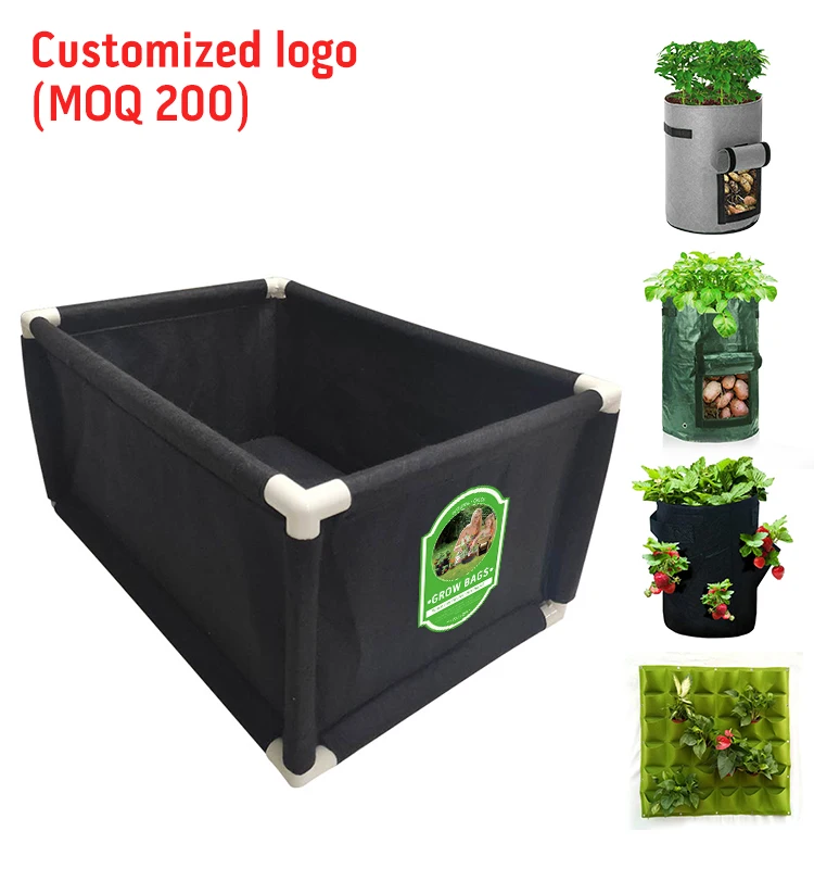 

Free Logo Fashionable Hot Sale Garden Non-Woven Planting Box Strong Green Beds Potatoes Peanuts Tomato Pots Plant Grow Bags, Customized color