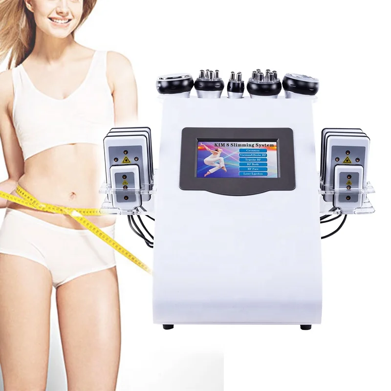 

6 in 1 Fat Burner 40K Rf Ems Weight Loss Body Cryo 80K Ultrasonic Cavitation Lipo Laser Slimming Machine, White