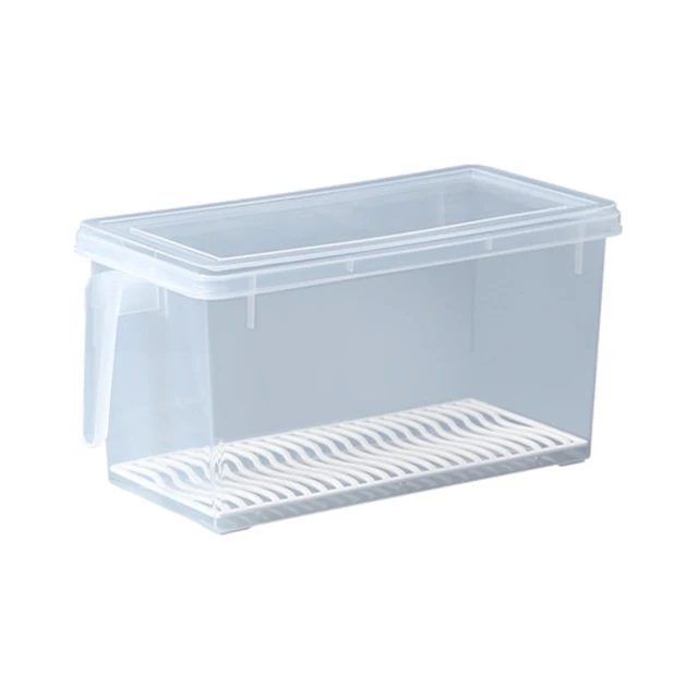 

Kitchen Freezer Storage Box Pantry Plastic Fridge Organizer Food Draining Crisper Stackable Clear Food Container with Drain Rack