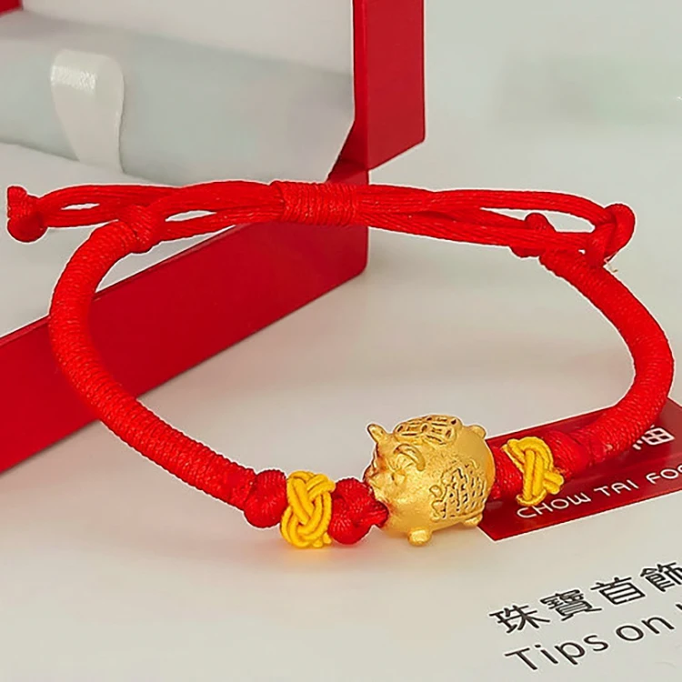 

Factory Direct SalesAgate Piggy Blessing Bag BraceletGold Plated Female Crystal Bracelet Braided Red String Bracelet