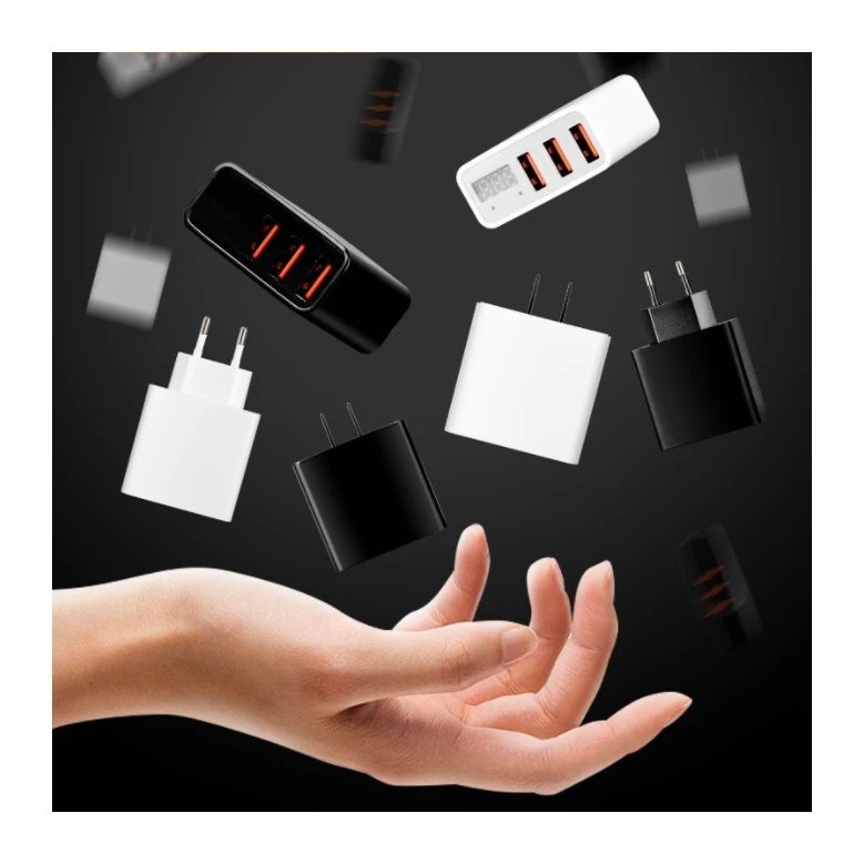 

New Arrivals Mobile Phone 3USB Portable Chargers Smart digital display US UK Standard Chargers Adapters