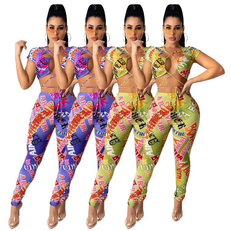 

PEARL Overall Printed dua buah set Fashion 2 Piece Women 2PC set Woman Two Piece Long Pants Set 2021