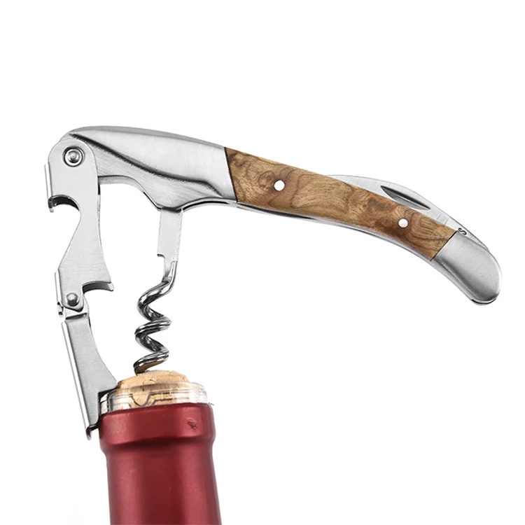

Custom logo wooden bottle opener OEM metal bottle opener and corkscrew wood as promotion gift