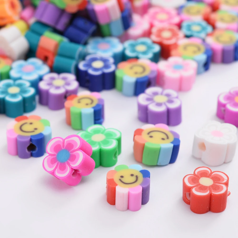 

50pcs/bag Mixed Color Cartoon Animal Fruit Heart Beads DIY Polymer Clay Beads For Children Kids Bracelet Necklace Craft Jewelry